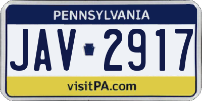 PA license plate JAV2917
