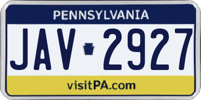 PA license plate JAV2927