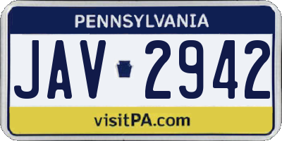 PA license plate JAV2942