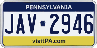 PA license plate JAV2946