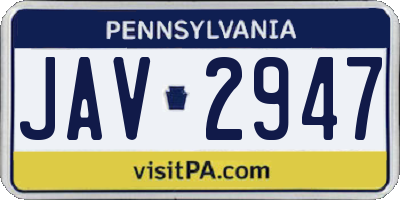 PA license plate JAV2947