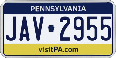 PA license plate JAV2955