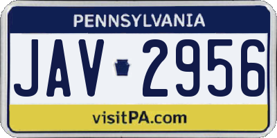 PA license plate JAV2956