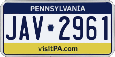 PA license plate JAV2961