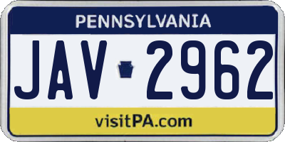 PA license plate JAV2962