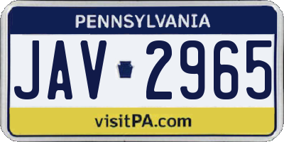 PA license plate JAV2965