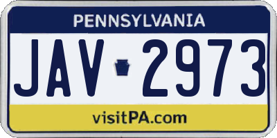 PA license plate JAV2973