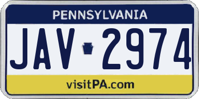 PA license plate JAV2974