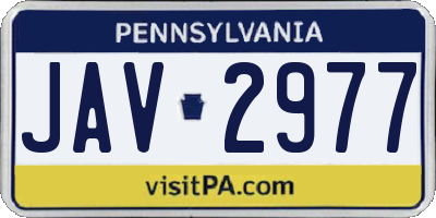 PA license plate JAV2977