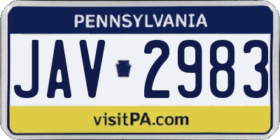 PA license plate JAV2983