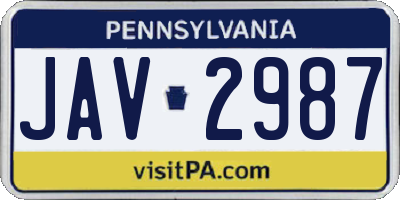 PA license plate JAV2987