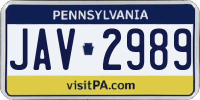 PA license plate JAV2989