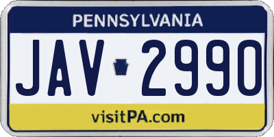 PA license plate JAV2990