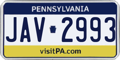 PA license plate JAV2993