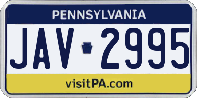PA license plate JAV2995