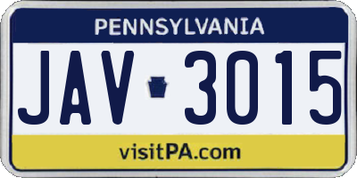 PA license plate JAV3015