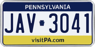 PA license plate JAV3041