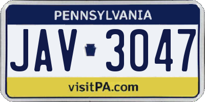 PA license plate JAV3047