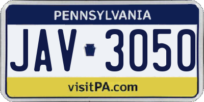 PA license plate JAV3050