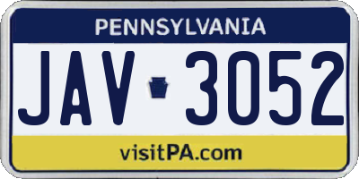 PA license plate JAV3052