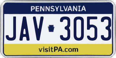 PA license plate JAV3053