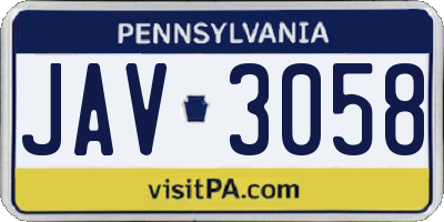 PA license plate JAV3058