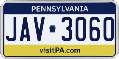 PA license plate JAV3060