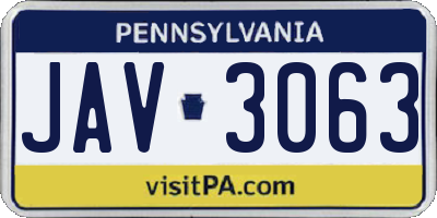 PA license plate JAV3063