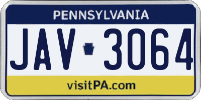 PA license plate JAV3064