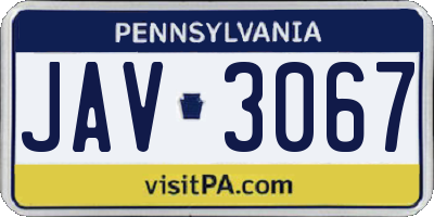 PA license plate JAV3067