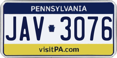 PA license plate JAV3076