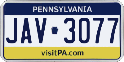 PA license plate JAV3077