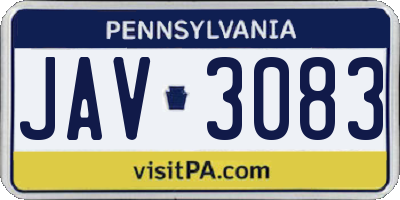 PA license plate JAV3083