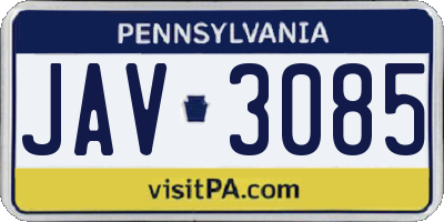 PA license plate JAV3085