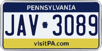 PA license plate JAV3089
