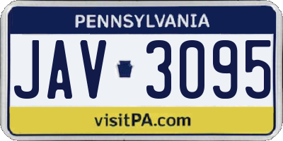 PA license plate JAV3095