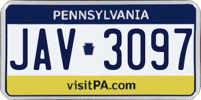 PA license plate JAV3097