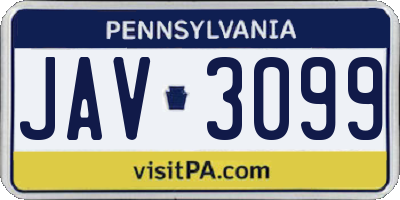 PA license plate JAV3099