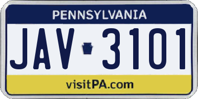 PA license plate JAV3101