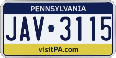 PA license plate JAV3115