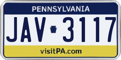 PA license plate JAV3117