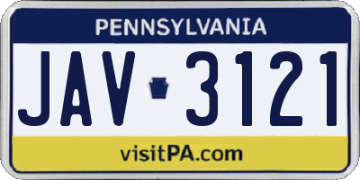 PA license plate JAV3121