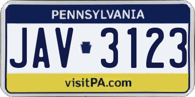 PA license plate JAV3123