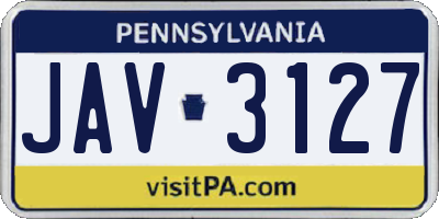 PA license plate JAV3127