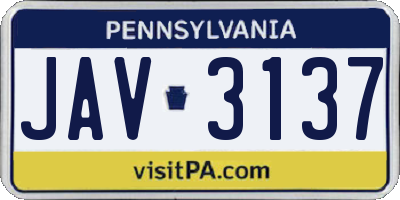 PA license plate JAV3137