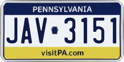 PA license plate JAV3151