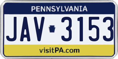 PA license plate JAV3153