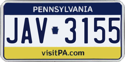 PA license plate JAV3155