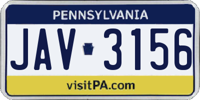 PA license plate JAV3156