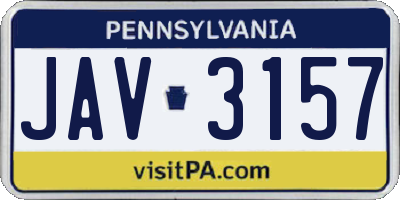 PA license plate JAV3157